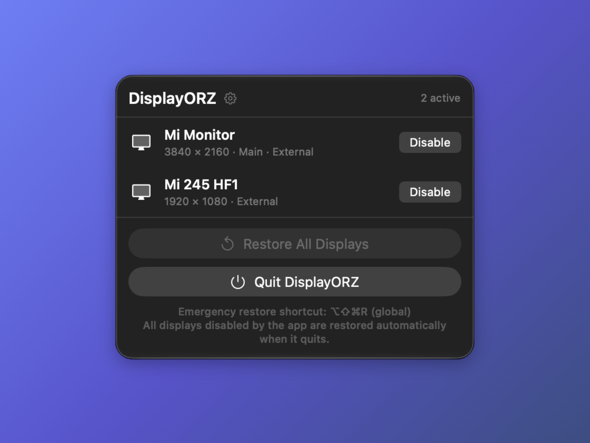 DisplayORZ screenshot